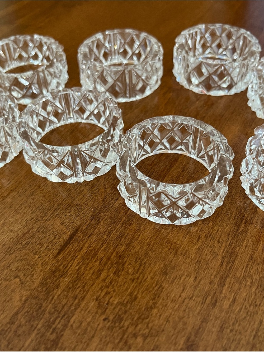 Set of Clear Cut Glass Napkin Rings